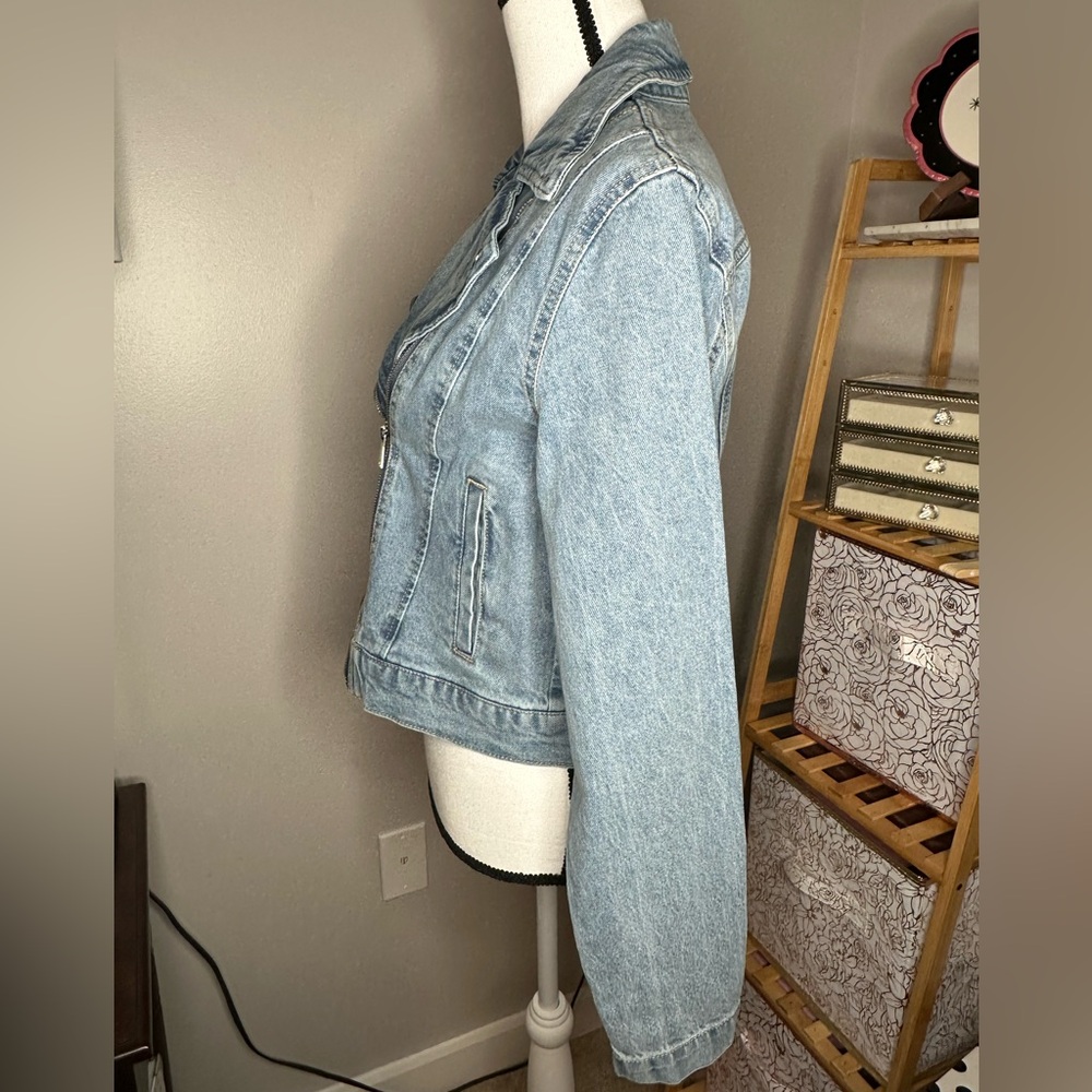 Steve Madden Denim Moto Jacket - Picture 3 of 9
